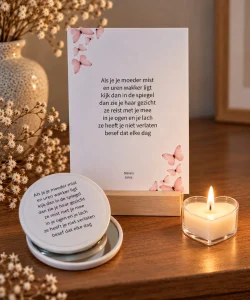troostpakketje moeder met gedicht, spiegel en kaarsje
